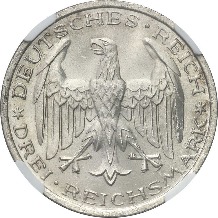 Niemcy. Weimar, 3 marki 1927 A, Uniwersytet Marburg NGC MS66 (2MAX)